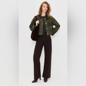 AVEC LE FILLES NWT Green Trucker Cropped Contrast Color Sleeve Cotton Jacket M